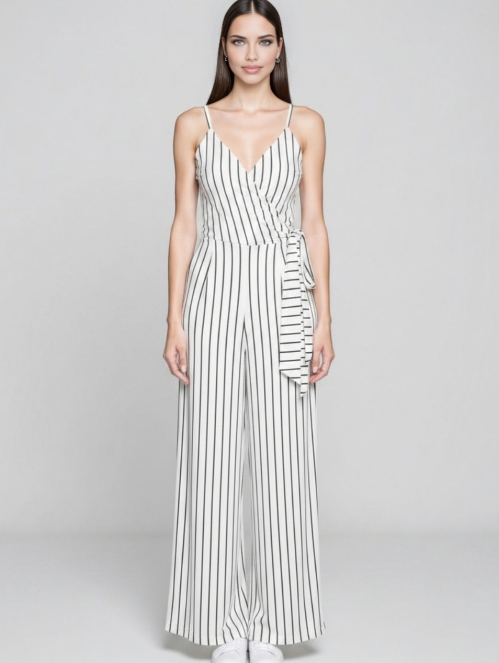 Madisonne Blue Striped Jumpsuit Size Small